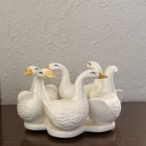 Holland Mold Ceramic Ducks in Circle - Gaggle of Geese Bowl, Candy Dish Planter